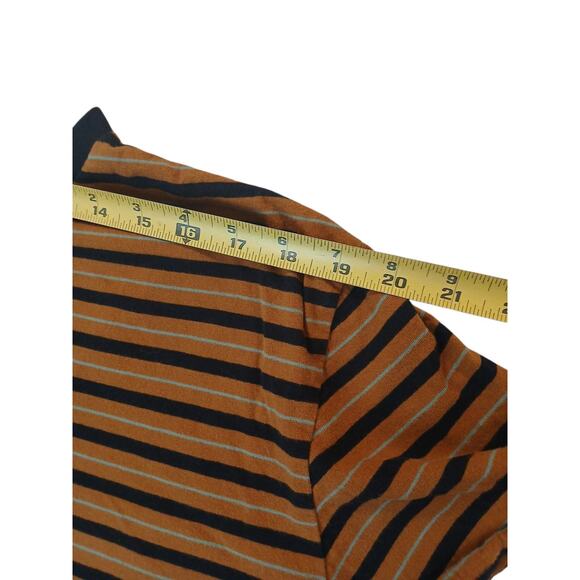 Volcom Womens Striped Short Sleeve T-Shirt Plus Sz XXL Brown Blue Cropped Boxy - Picture 7 of 12